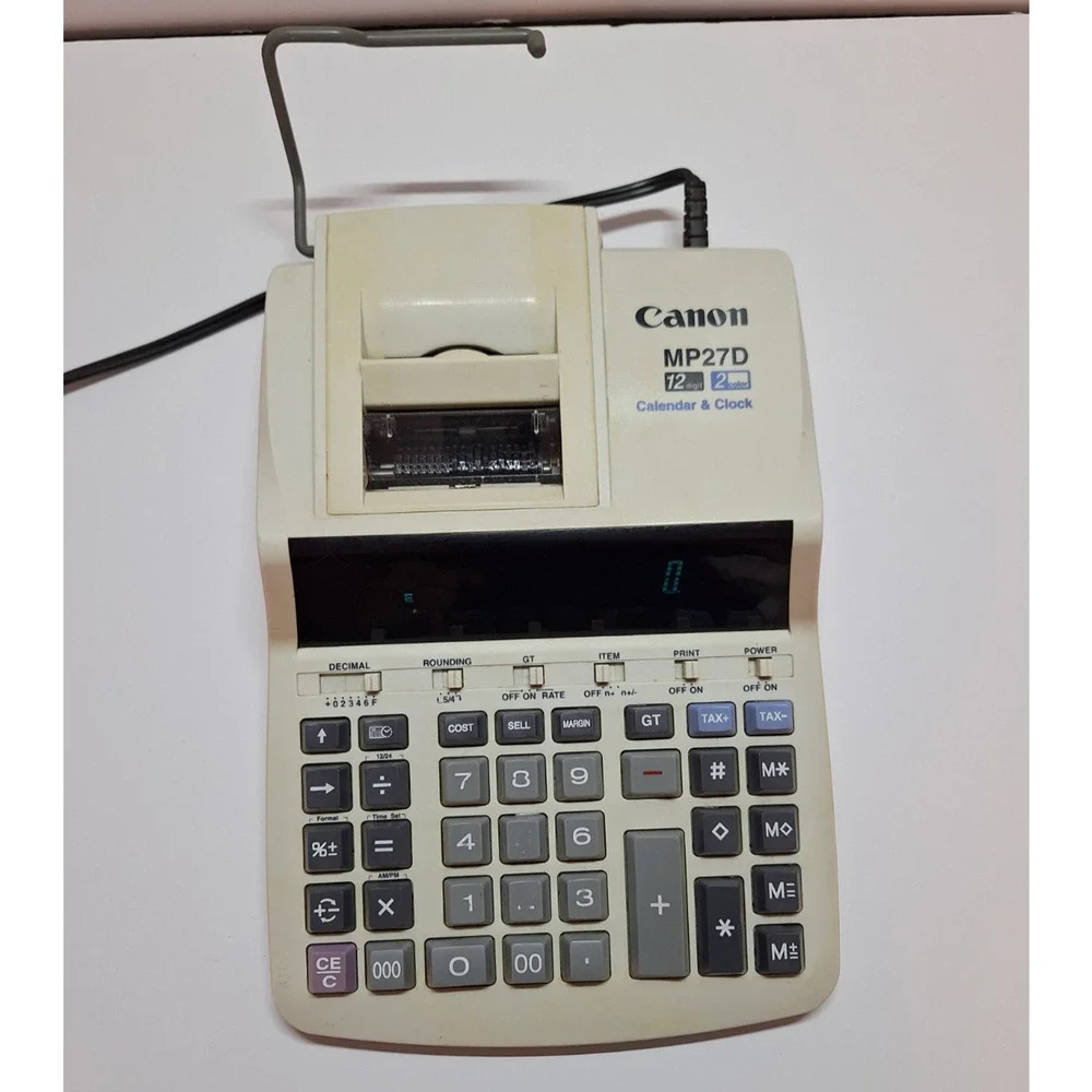Vintage Canon MP27D Business Calculator Clock Calendar 12 Digits Tested Working